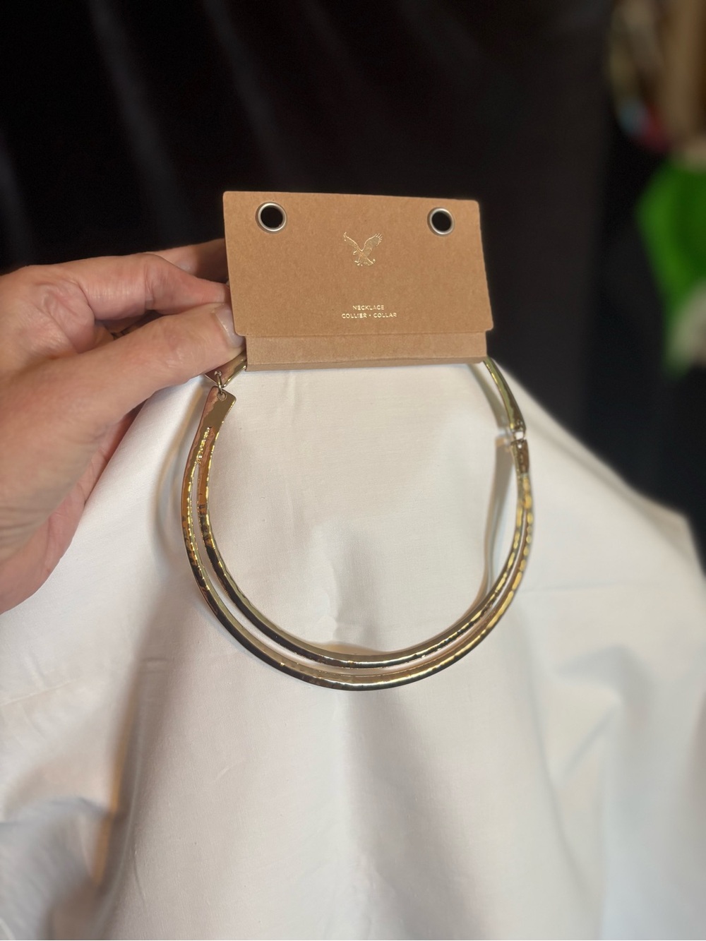 American Eagle Outfitters Gold Double Hoop Necklace